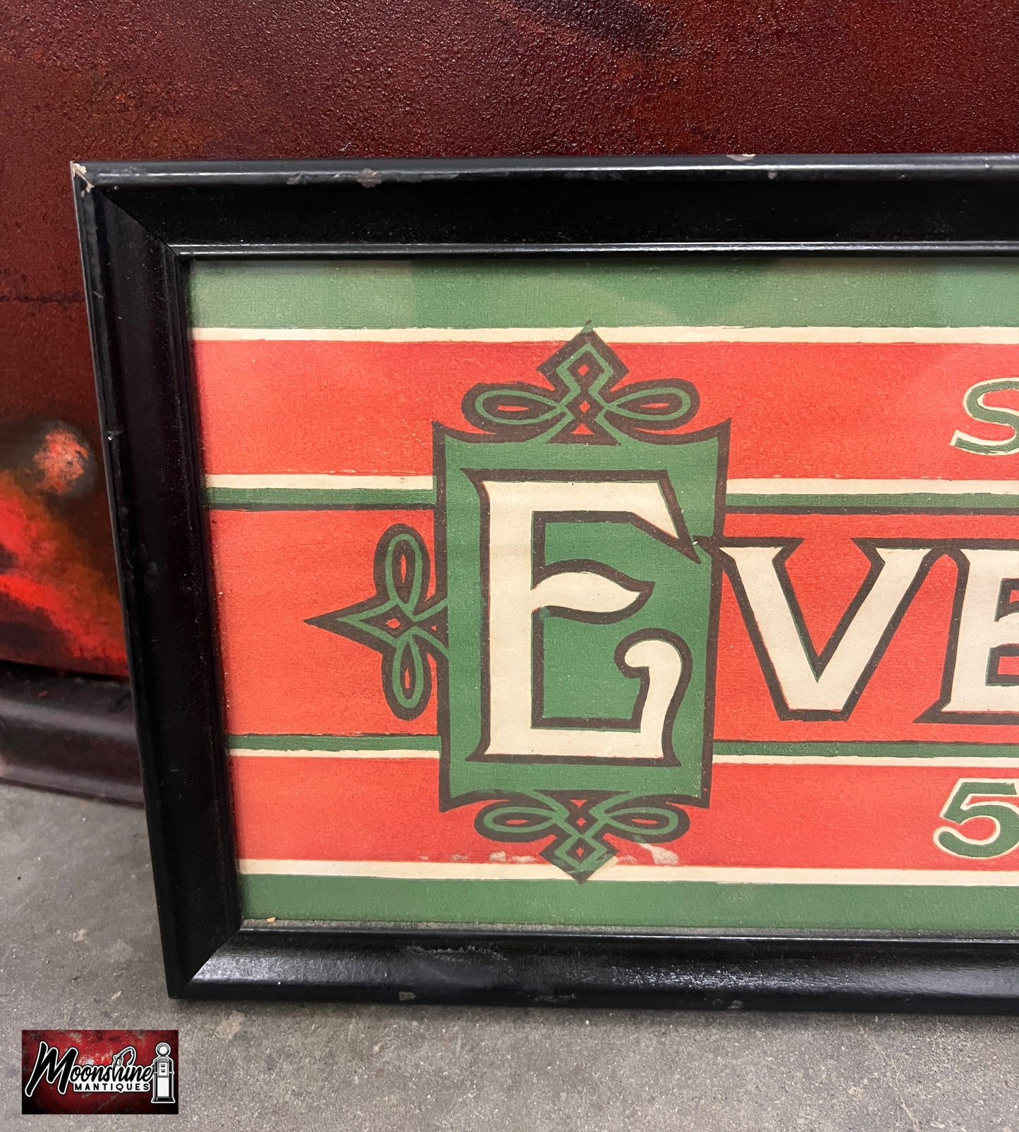 Vtg. 1920's EVENTUAL CIGARS Framed Paper Sign - Free Shipping!