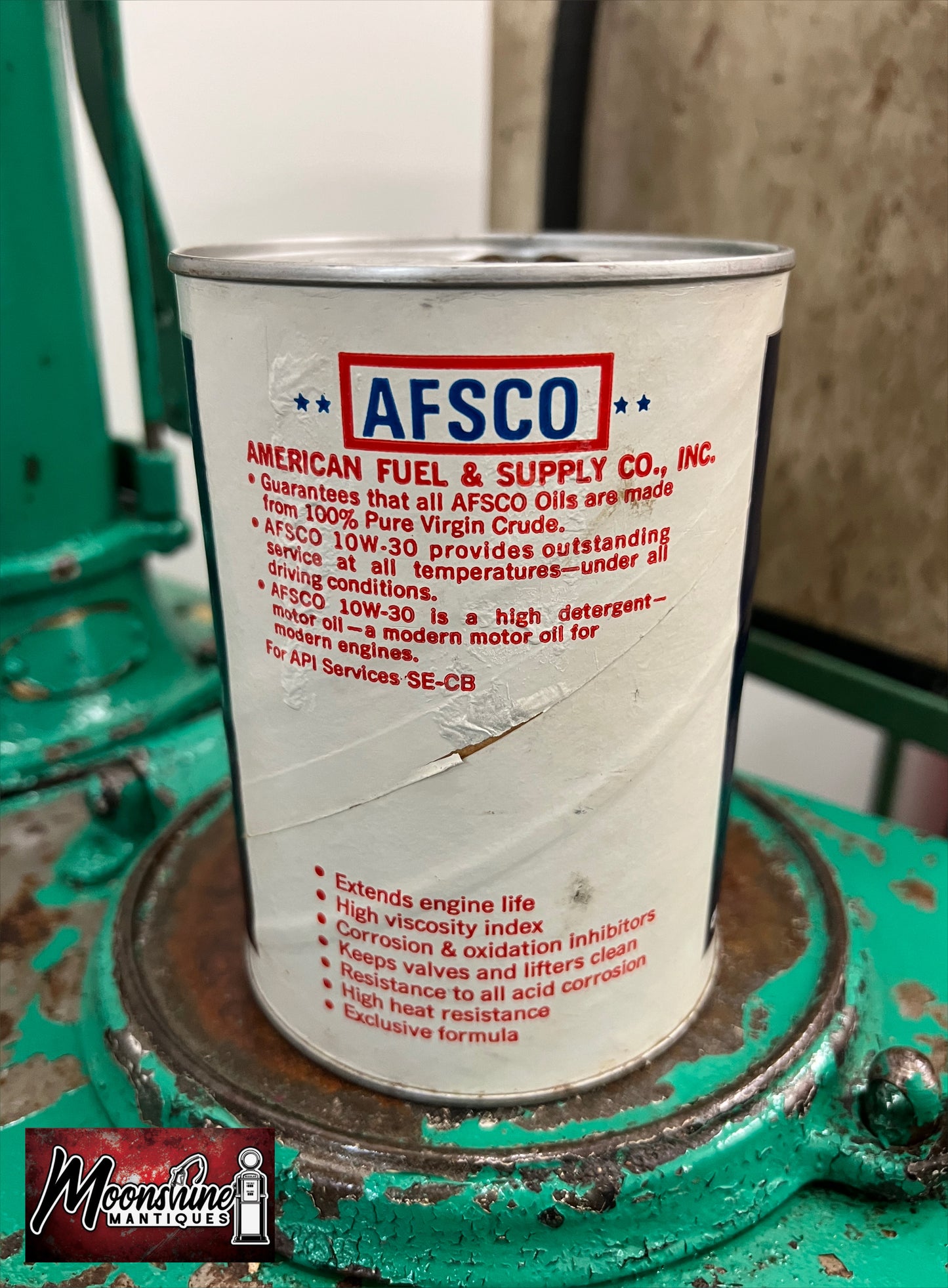 Vtg. AFSCO Motor Oil Can 1 qt - Gas & Oil - Free Shipping!