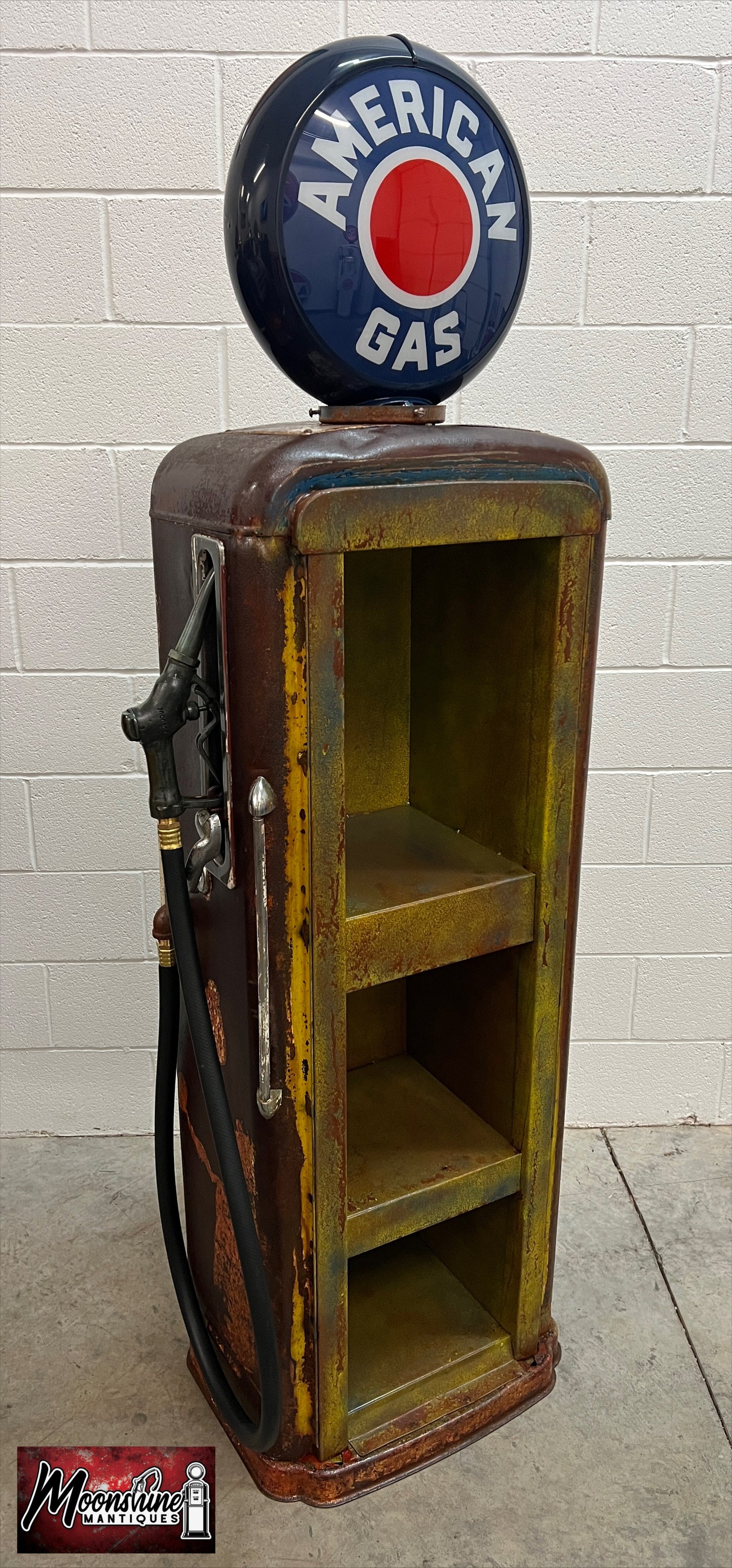 Rustoration 1940s AMERICAN GAS Gilbarco Gas Pump w/ Shelves - Mancave Decor - Free Shipping!