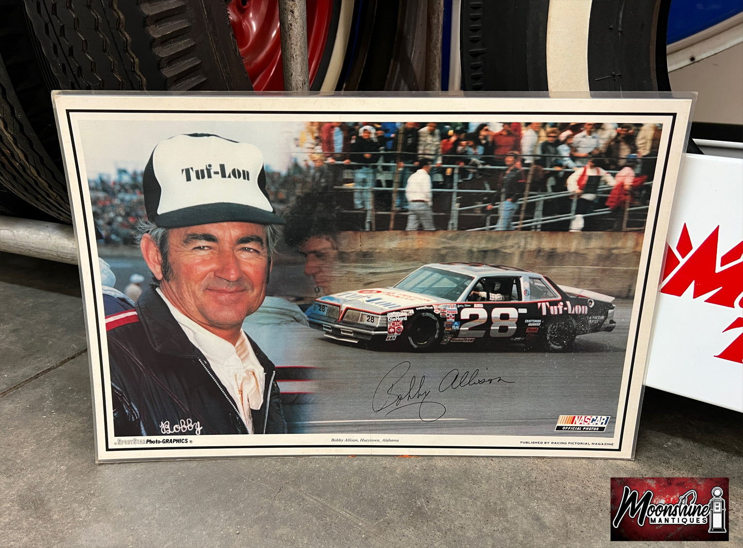 1980’s SportStar Photo Graphics NASCAR Bobby Allison Tuf-Lon Poster / Placemat - Free Shipping!