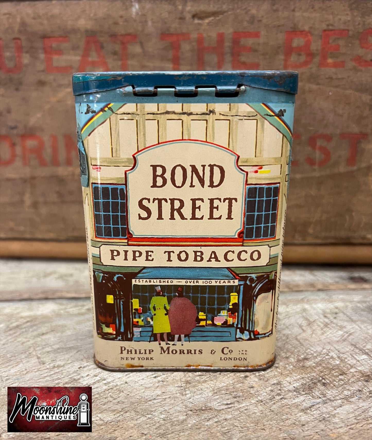 Vtg. BOND STREET Pipe Tobacco Pocket Tin - Philip Morris - Free Shipping!