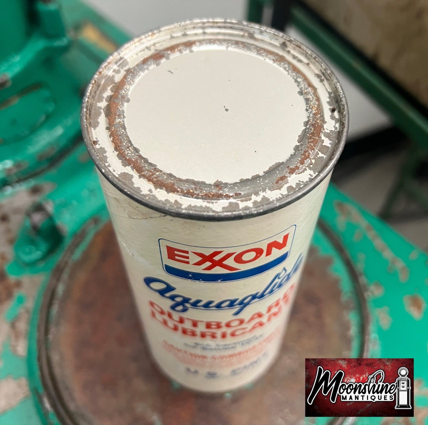 Vtg. EXXON Aquaglide Outboard Motor Oil Lubricant Can - Free Shipping!