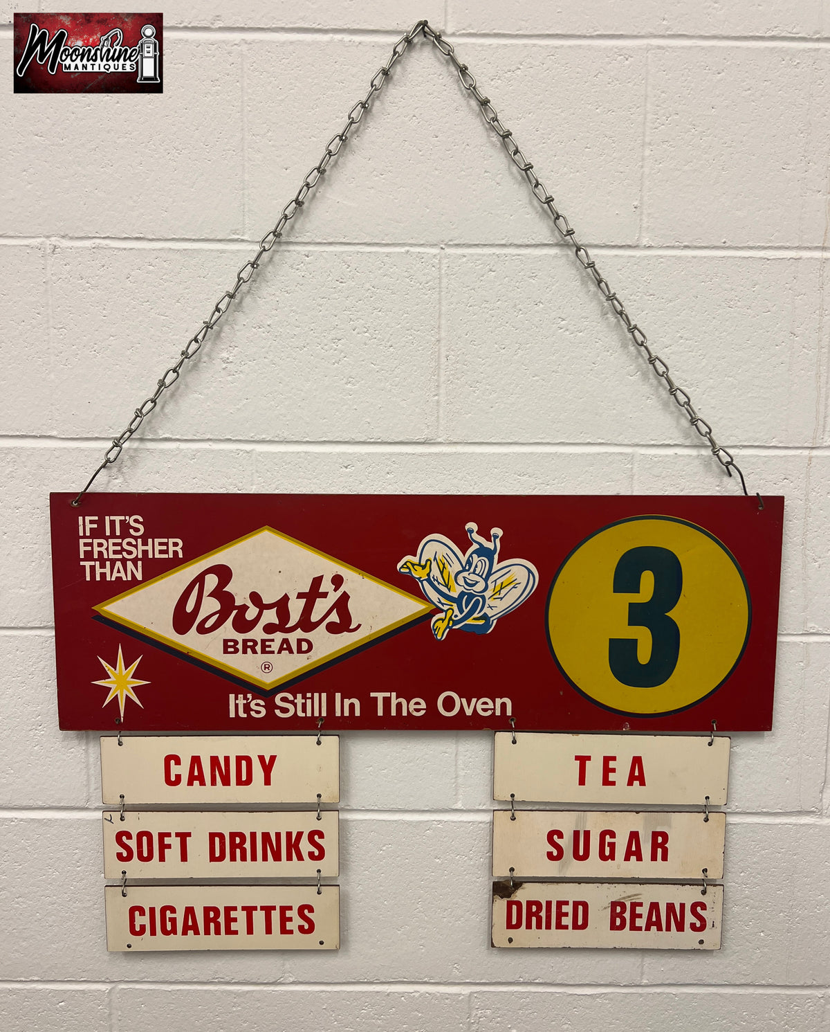 RARE - 1950's Bost's Bread Grocery Store Aisle Marker Sign - Free Shipping!