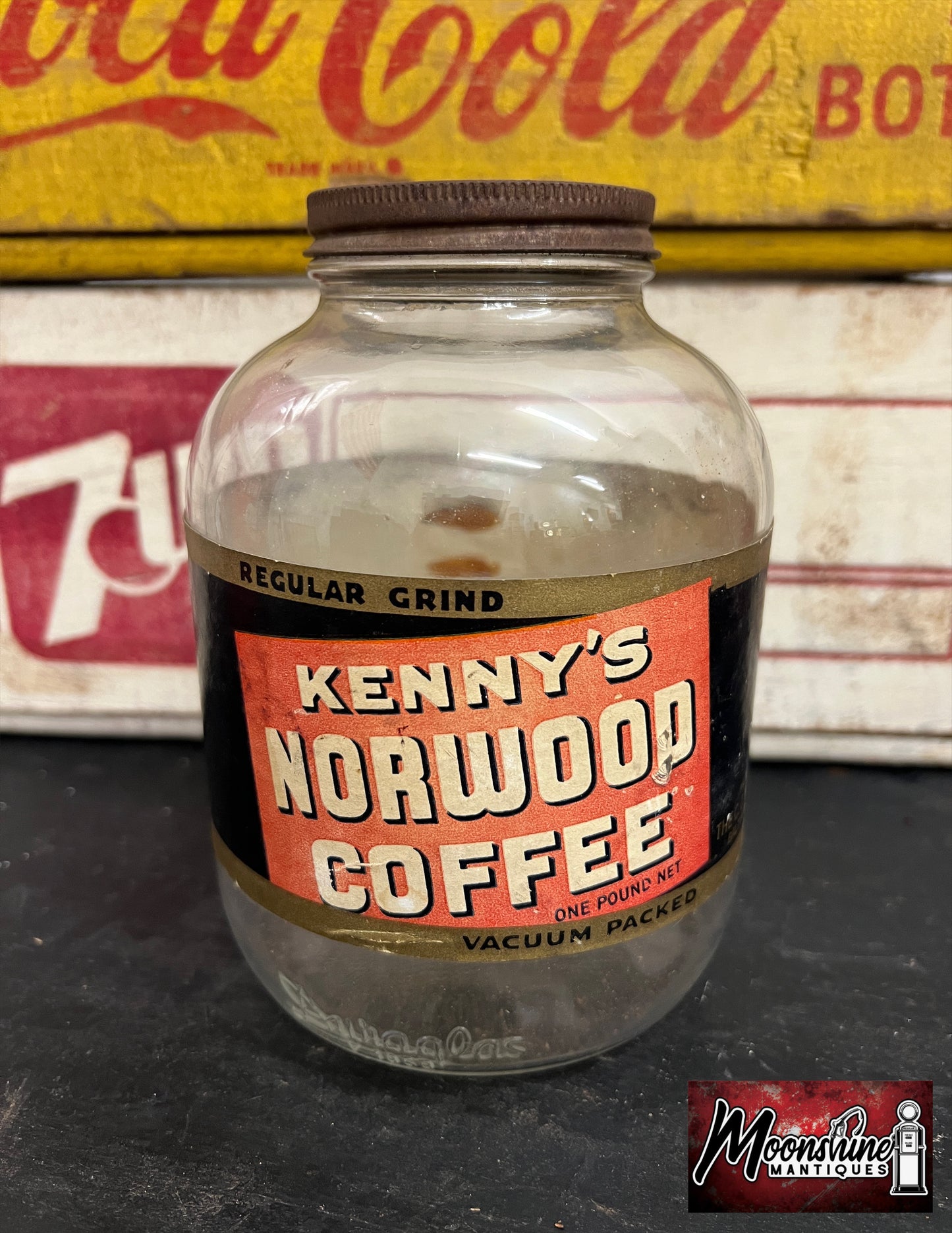 Vtg. KENNY'S NORWOOD COFFEE Jar - Free Shipping!