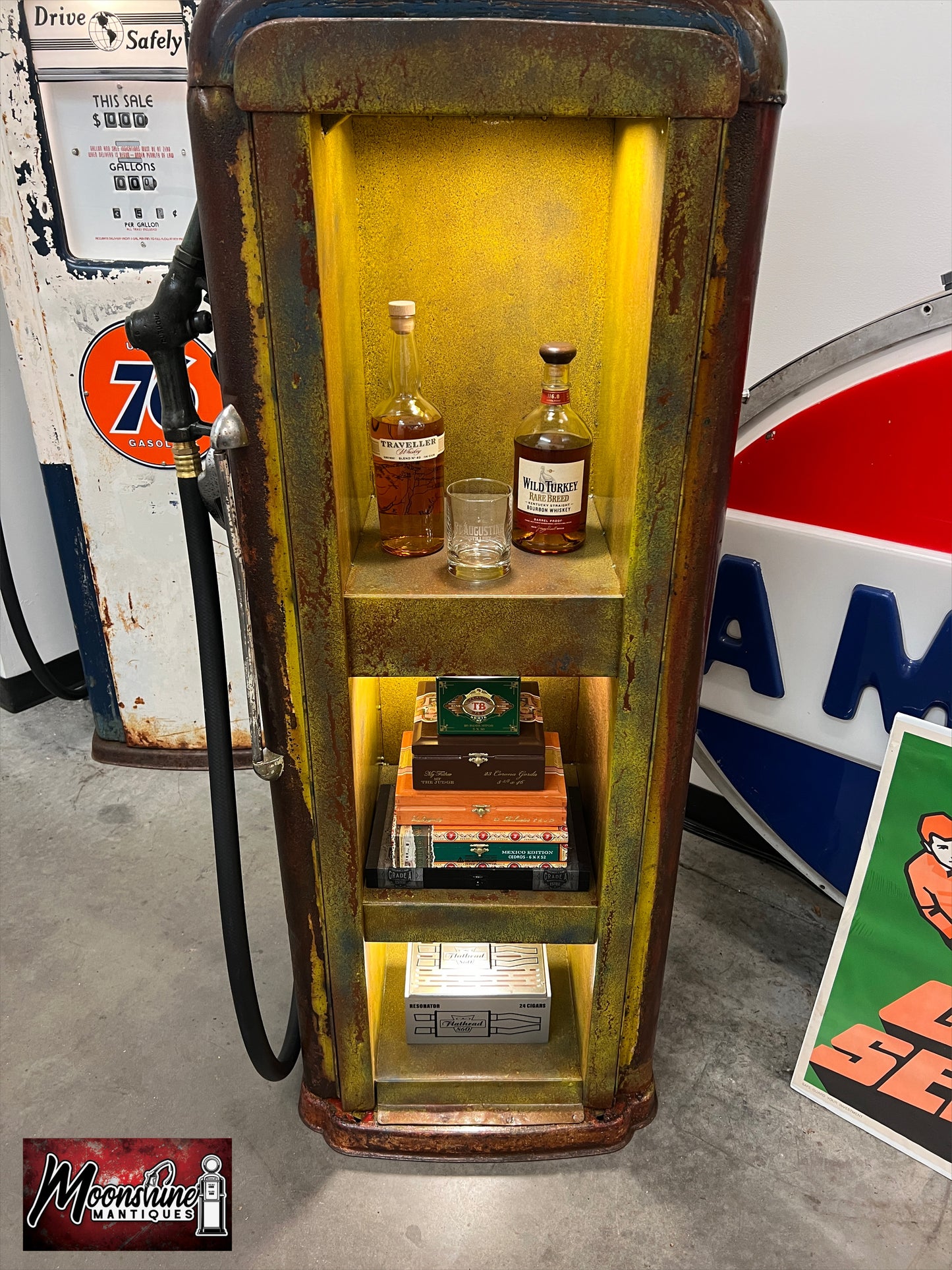 Rustoration 1940s INDIAN MOTORCYCLE Gilbarco Gas Pump w/ Shelves - Mancave Decor - Free Shipping!