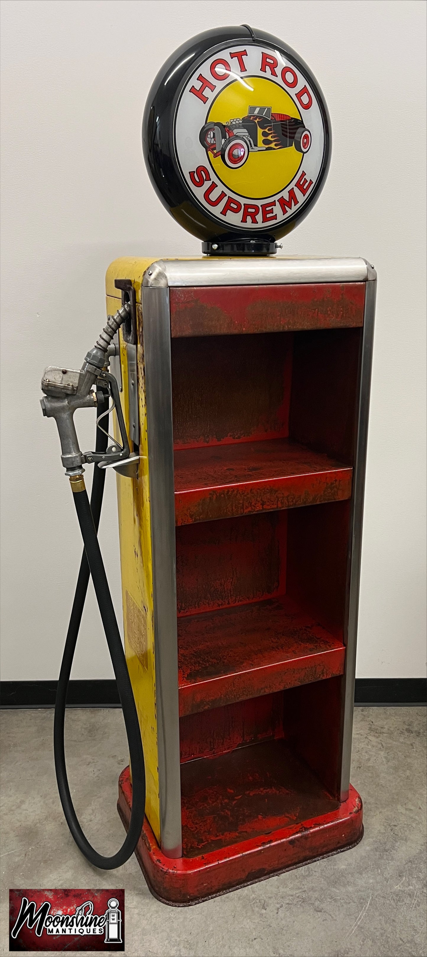 Rustoration 1940’s HOT ROD GASOLINE Bowser Gas Pump w/ Shelves - Mancave Decor - Free Shipping!