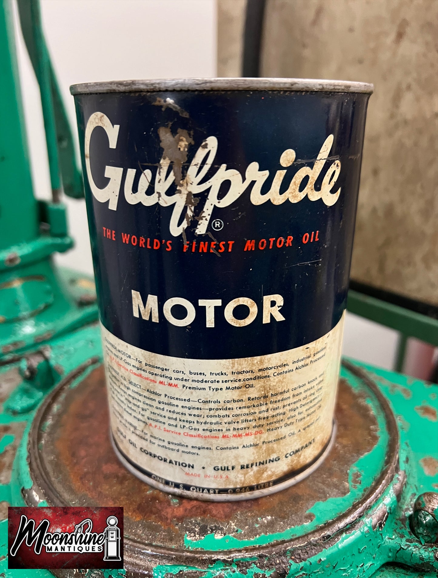 1950’s GULF Gulfpride Motor Oil Can 1 qt. - Gas & Oil - Free Shipping!