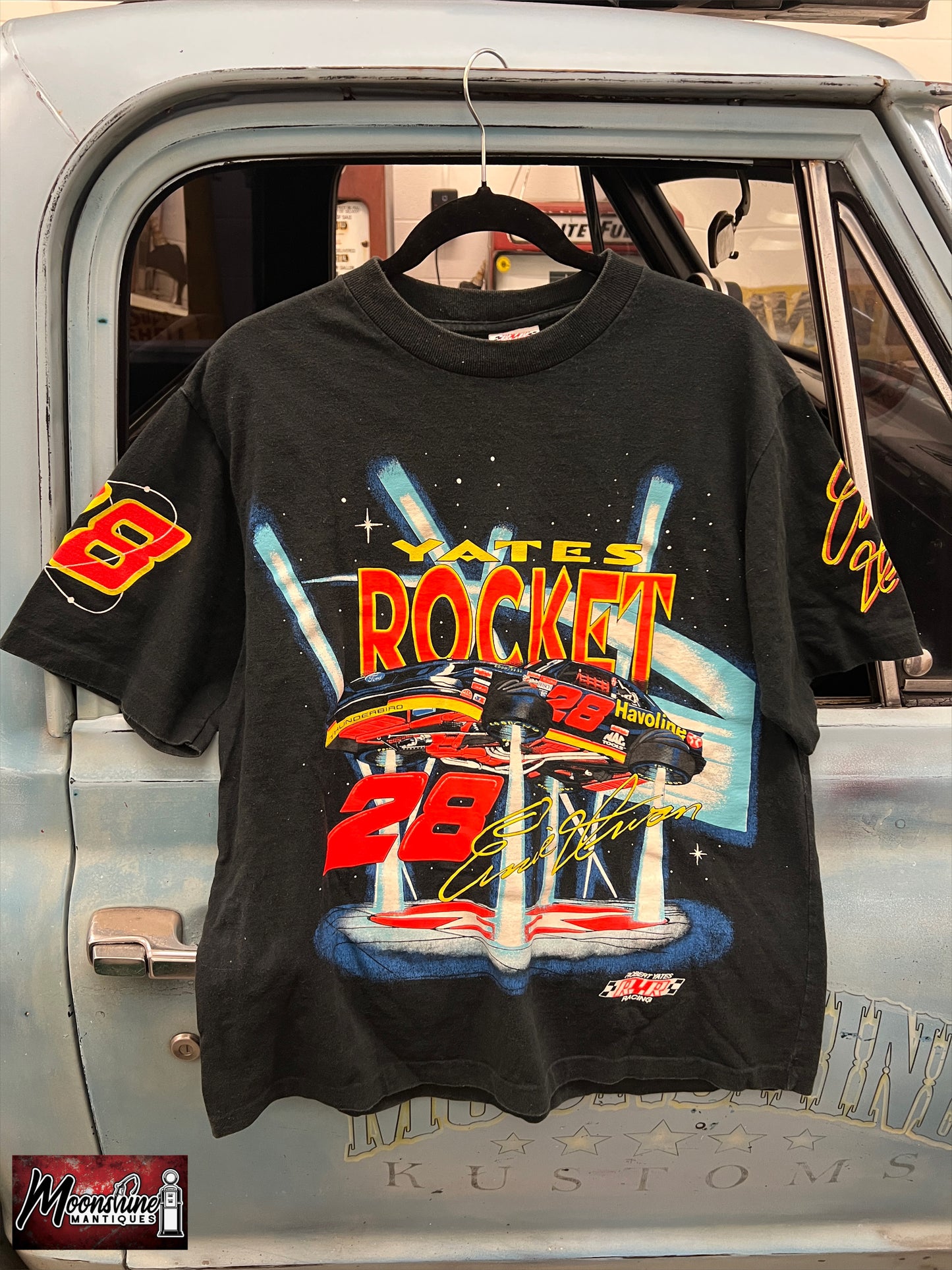 Vtg. 1990's Ernie Irvan Robert Yates Rocket Nascar All Over Print T-Shirt L - Free Shipping!