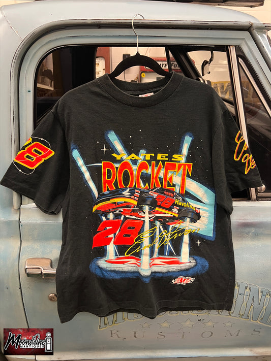 Vtg. 1990's Ernie Irvan Robert Yates Rocket Nascar All Over Print T-Shirt L - Free Shipping!