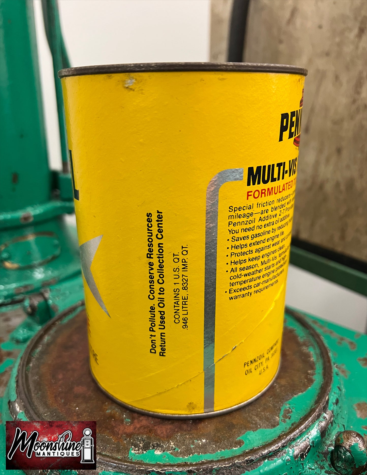 1980's PENNZOIL Motor Oil Can 1 qt - Gas & Oil - Free Shipping!