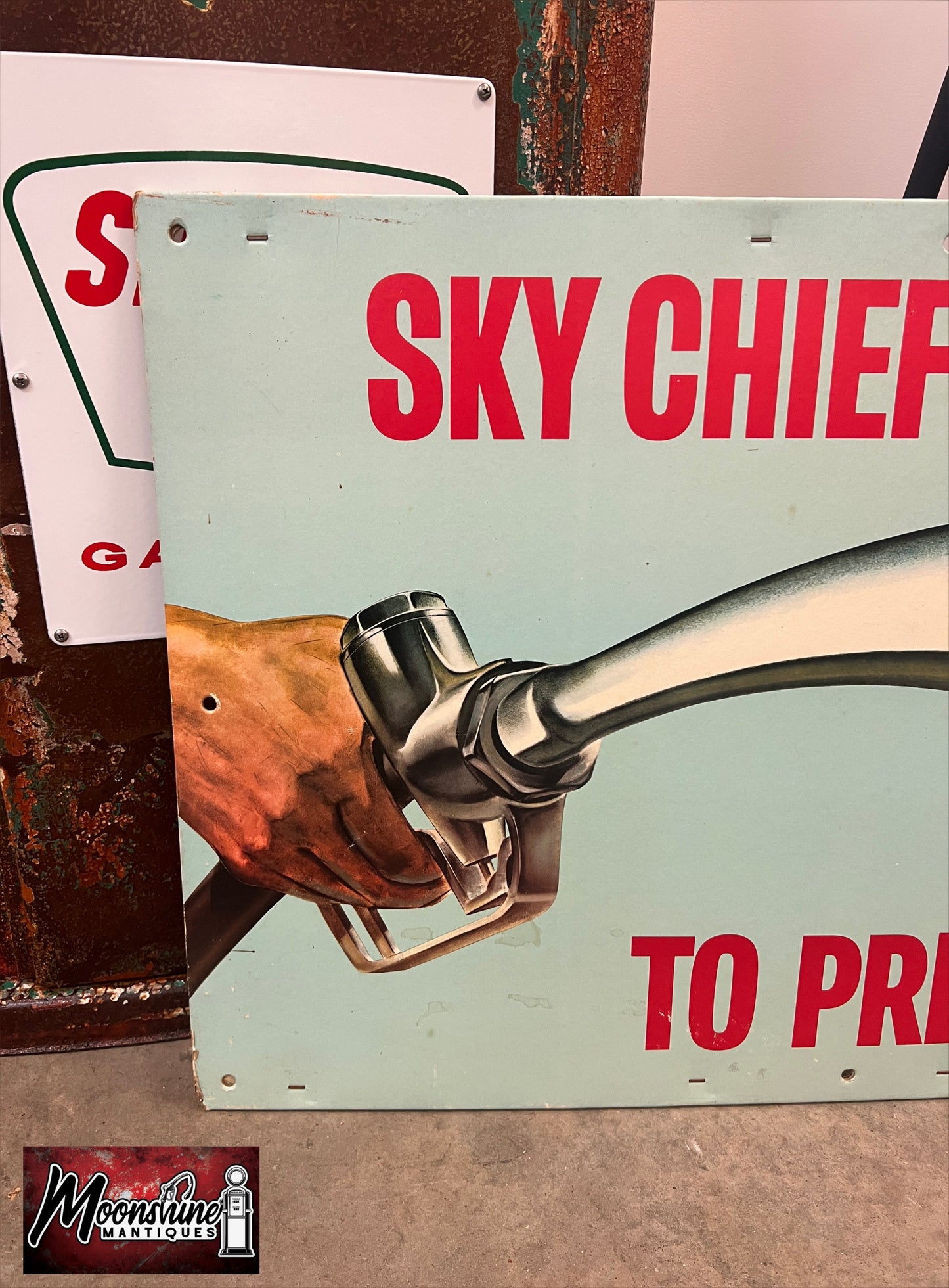 Original NOS 1950’s TEXACO Sky Chief Gasoline Sign - Free Shipping!