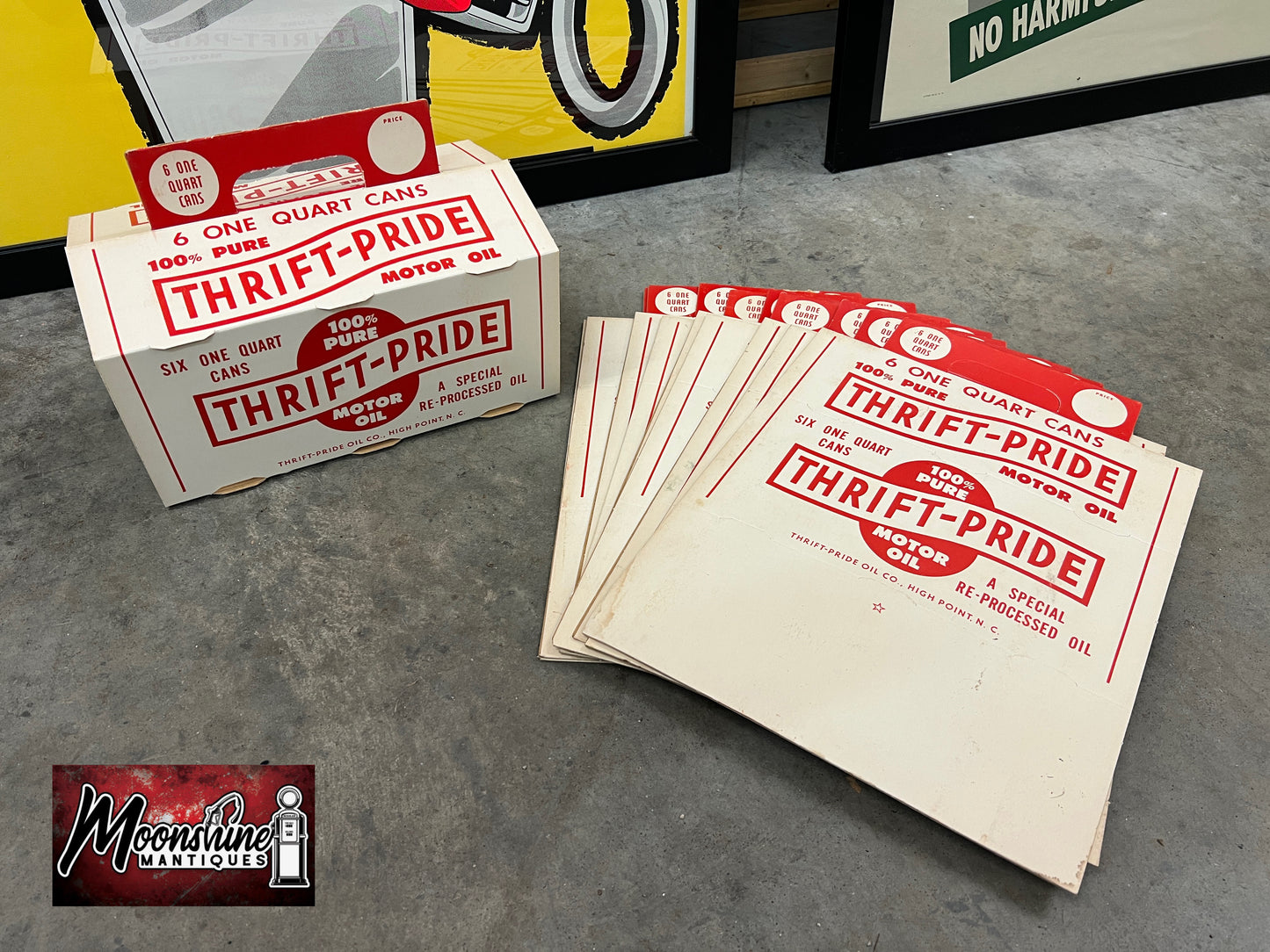 NOS - 1950’s THRIFT PRIDE Motor Oil 6 Pack Quart Can Carrier - High Point NC - Free Shipping!