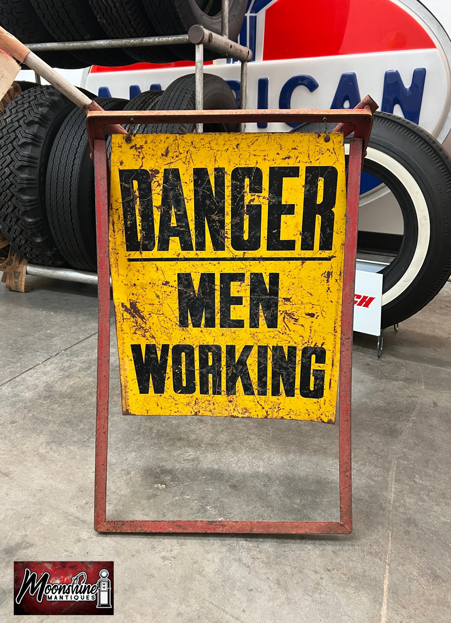Vintage DANGER MEN WORKING Folding Construction Sign - Free Shipping!