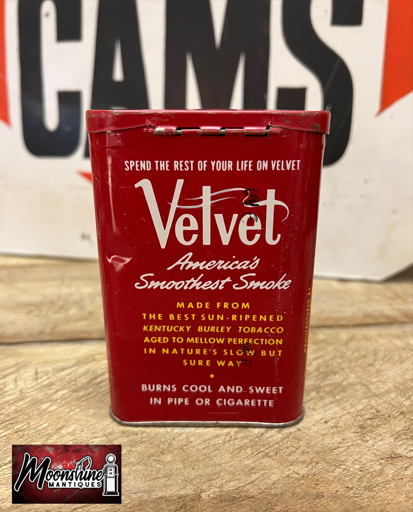 Vtg. VELVET Pipe & Cigarette Tobacco Pocket Tin - Free Shipping!