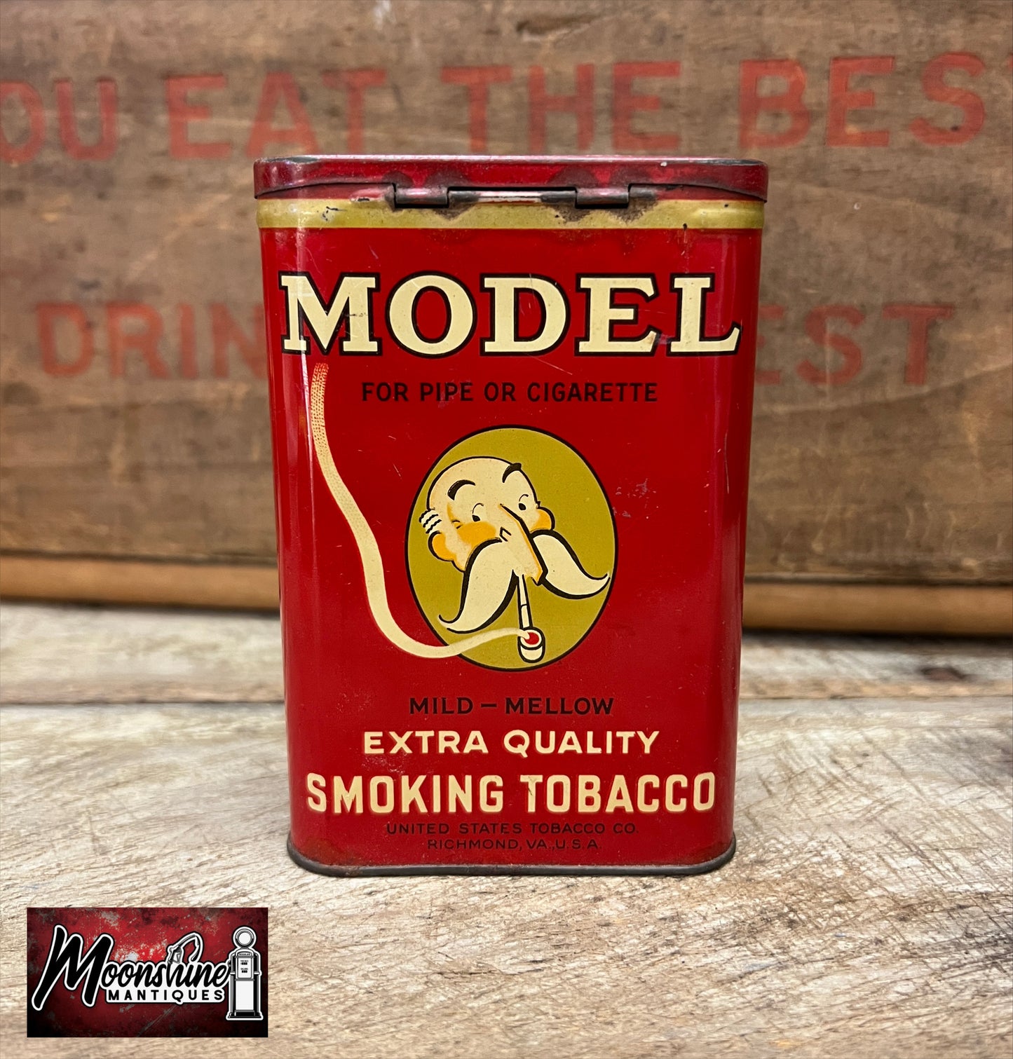 Vtg. MODEL Smoking Tobacco Pocket Tin - Free Shipping!