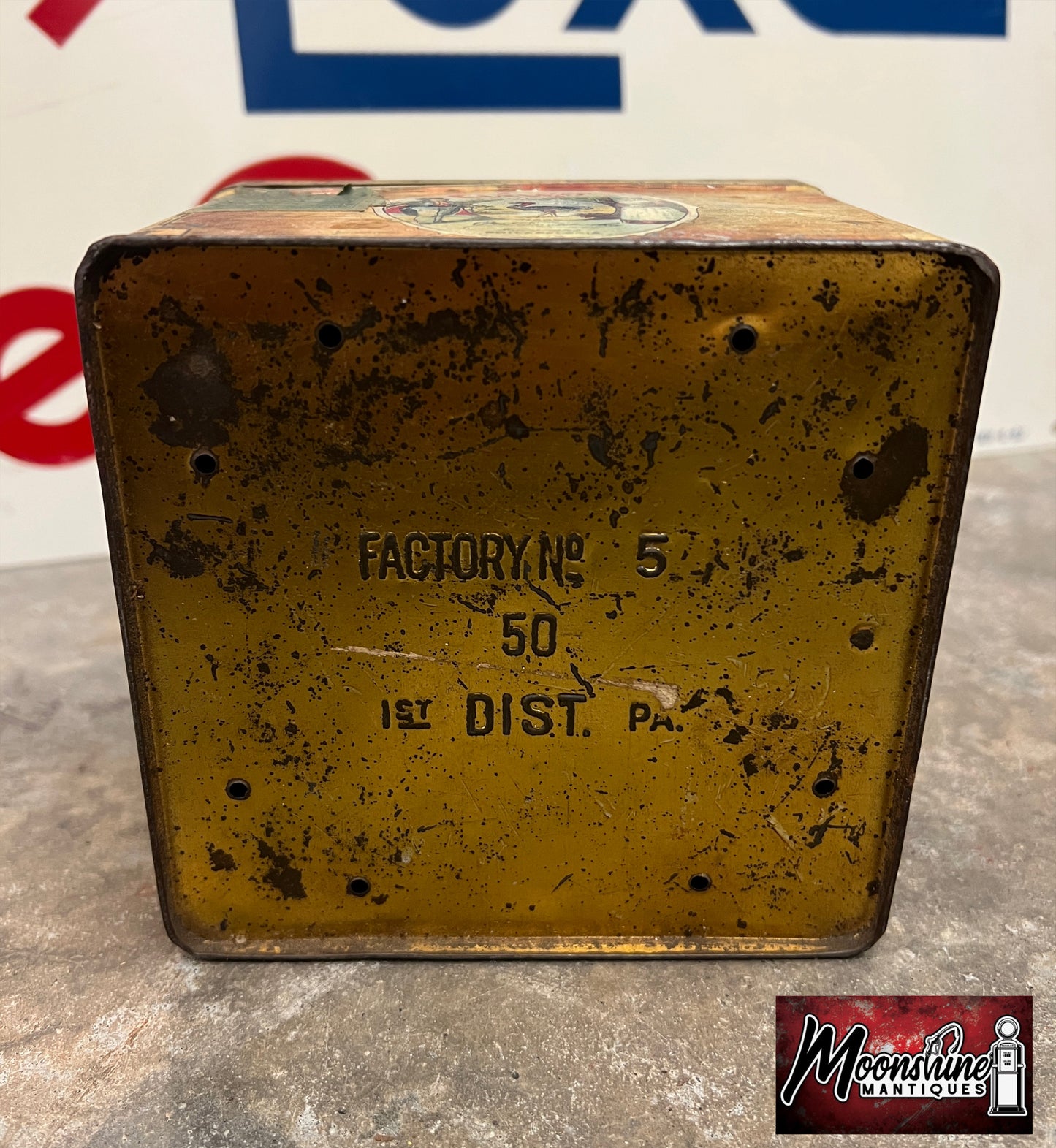 Antique CINCO CIGARS Handy Humidor Tin - Free Shipping!