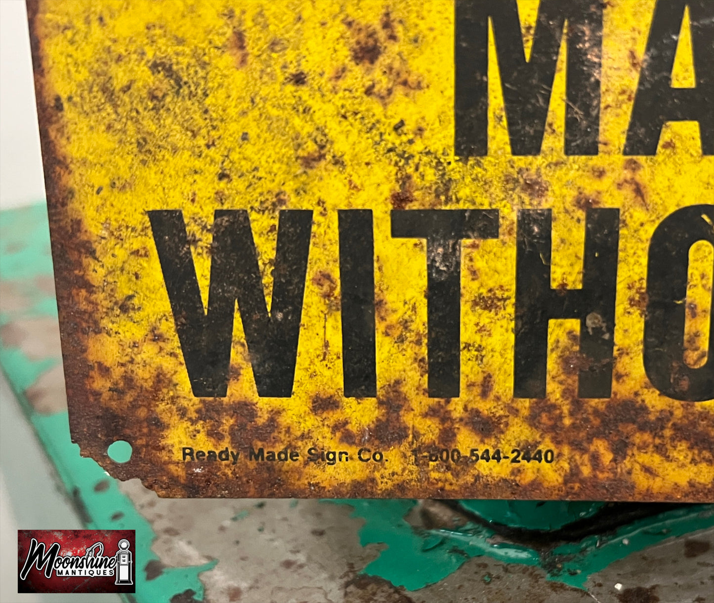 Vtg. CAUTION "Do Not Operate Machinery Without Guards" Sign - Free Shipping!