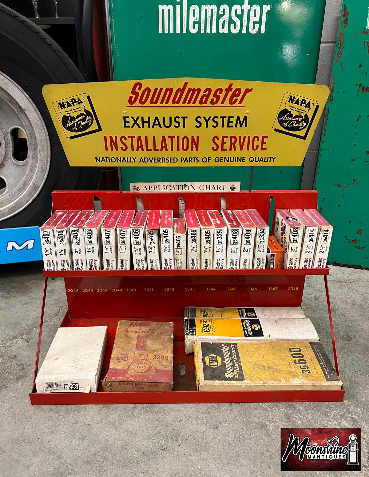 Vtg. NAPA Soundmaster Exhaust System Store Display Rack w/ Topper Sign & Parts - Free Shipping!