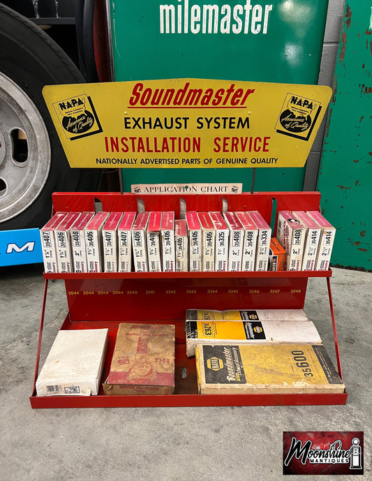 Vtg. NAPA Soundmaster Exhaust System Store Display Rack w/ Topper Sign & Parts - Free Shipping!