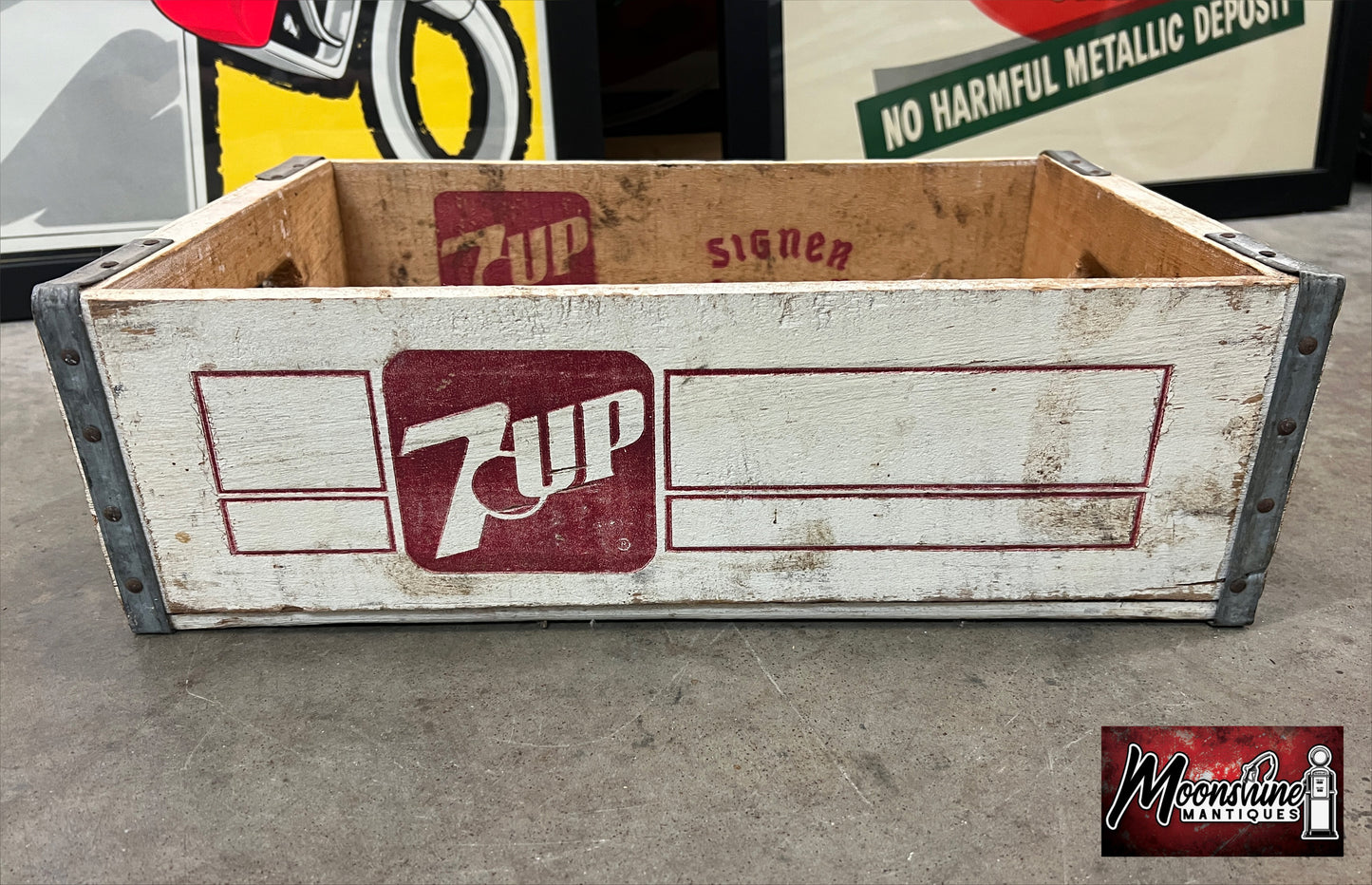 Vtg. 7up Drink Bottle Wooden Crate / Carrier - Free Shipping!