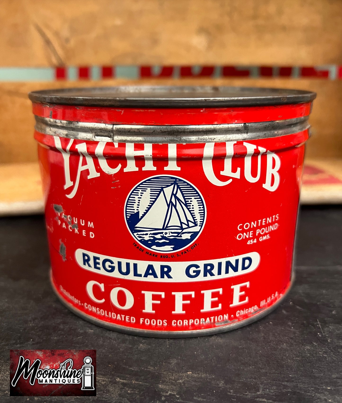 Vtg. YACHT CLUB COFFEE Tin Can - Free Shipping!
