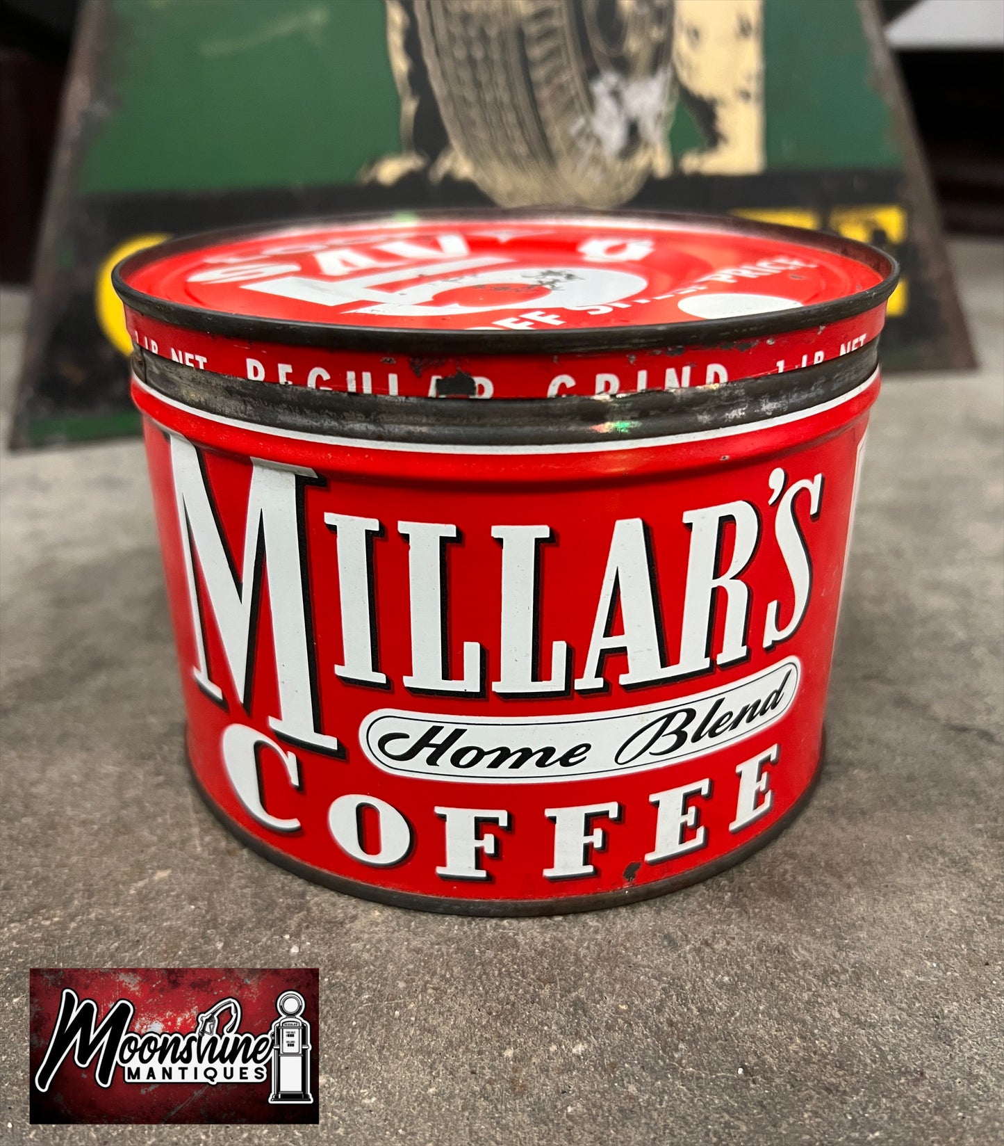 Vtg. 1940's MILLAR'S COFFEE Tin Can - Free Shipping!