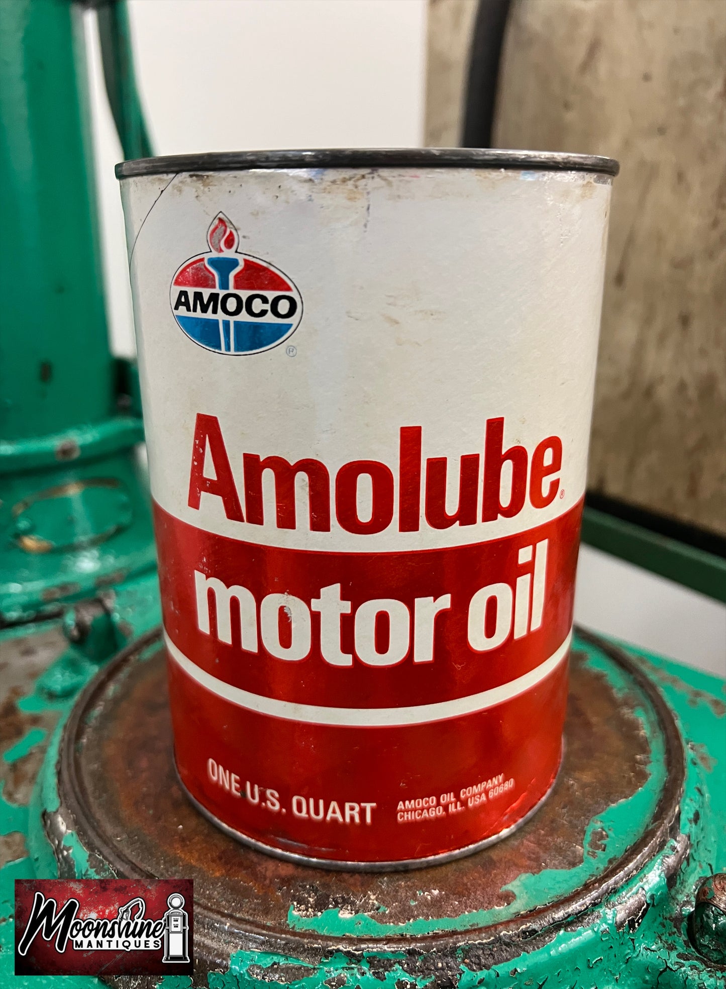 1970's AMOCO Amolube Motor Oil Can 1 qt - Gas & Oil - Free Shipping!