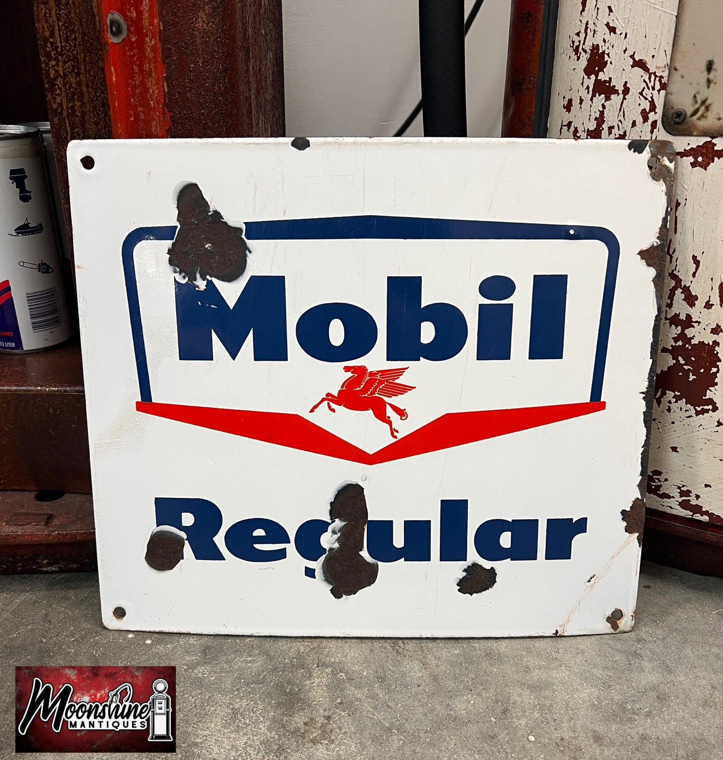 1960's MOBIL GASOLINE Porcelain Gas Pump Plate Sign - Gas & Oil - Free Shipping!