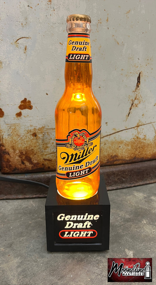 Vtg. MILLER GENUINE DRAFT Lighted Advertising Beer Bottle Sign - Free Shipping!