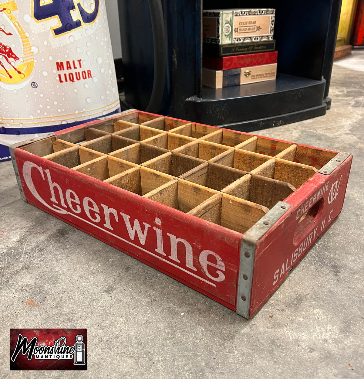 Vtg. CHEERWINE Drink Bottle Wooden Crate / Carrier - Free Shipping!