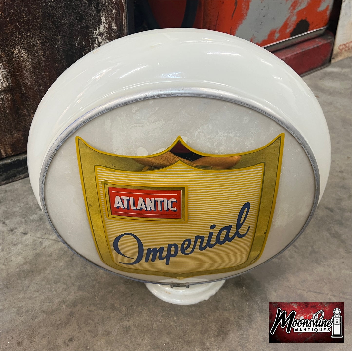 Vtg. Original ATLANTIC IMPERIAL Gas Pump Globe / Gill Body - Free Shipping!