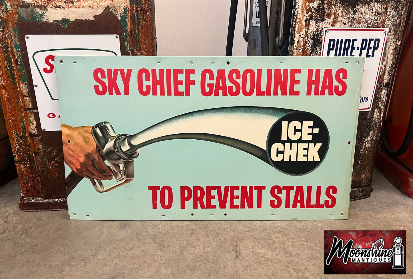 Original NOS 1950’s TEXACO Sky Chief Gasoline Sign - Free Shipping!