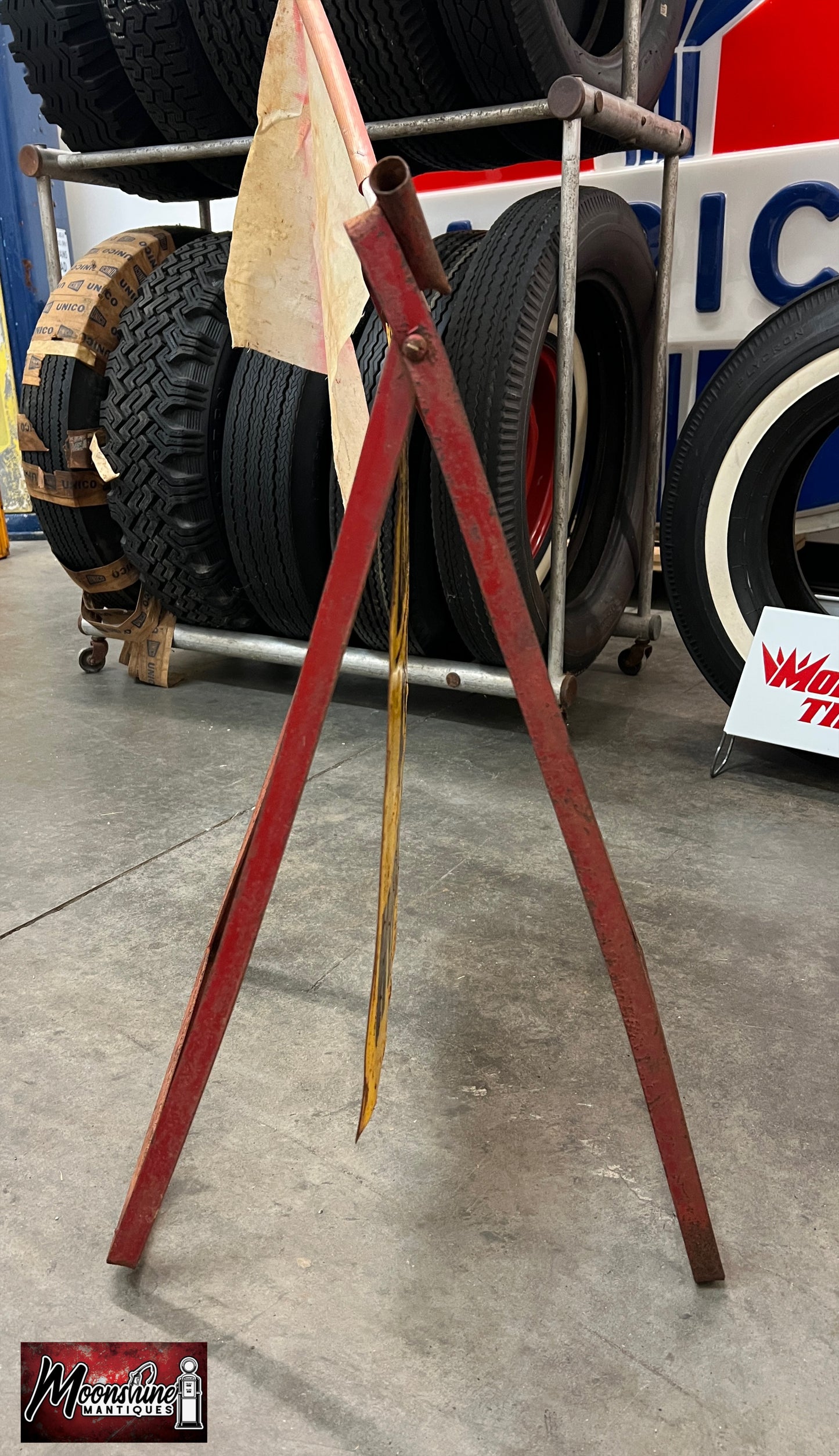 Vintage DANGER MEN WORKING Folding Construction Sign - Free Shipping!