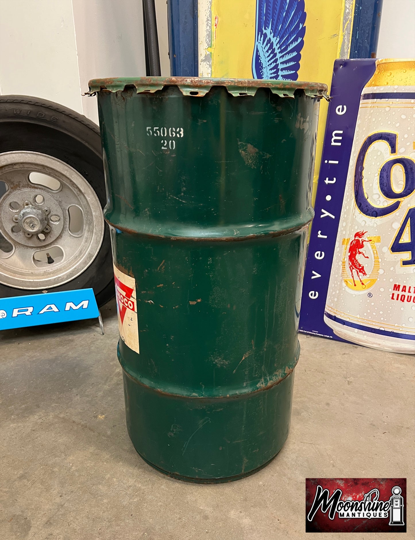Vtg. 1950's CONOCO Gear Lubricant Drum 16 gal. - Mancave Trash Can - Free Shipping!