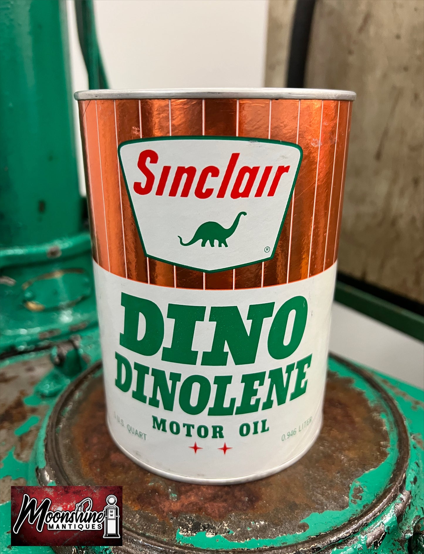 Vtg. 1960's SINCLAIR Dinolene Motor Oil Can 1 qt - Unopened - Free Shipping!