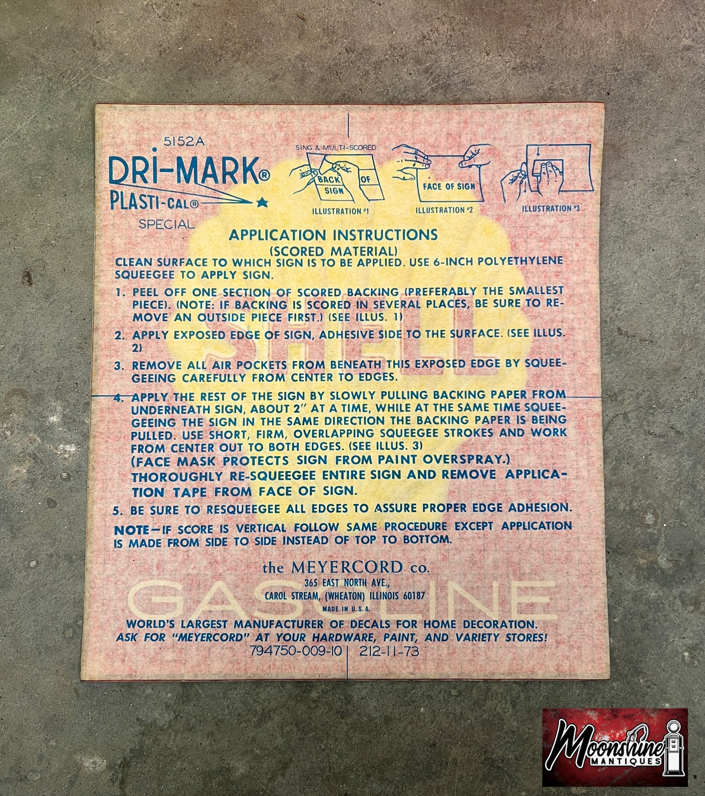 Original SHELL GASOLINE Gas Pump Decal - NOS - Free Shipping!