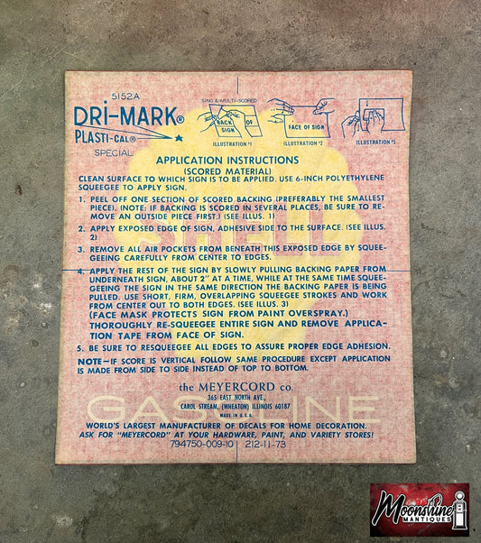 Original SHELL GASOLINE Gas Pump Decal - NOS - Free Shipping!