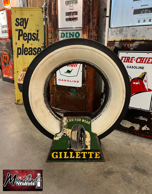 1940's GILLETTE TIRES "Bear for Wear" Display Stand Rack Sign - Free Shipping!