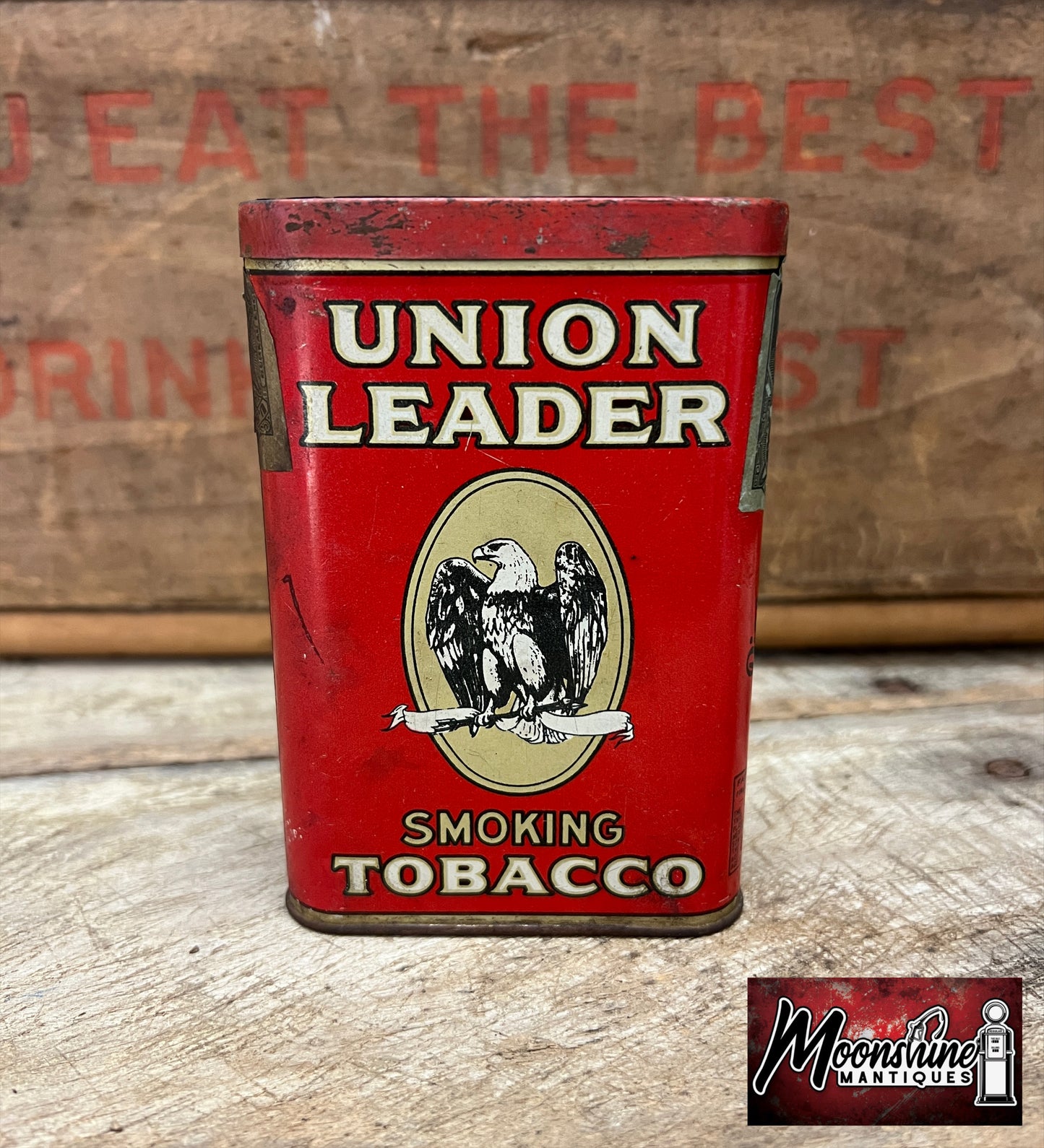 Vtg. UNION LEADER Smoking Tobacco Pocket Tin - Free Shipping!