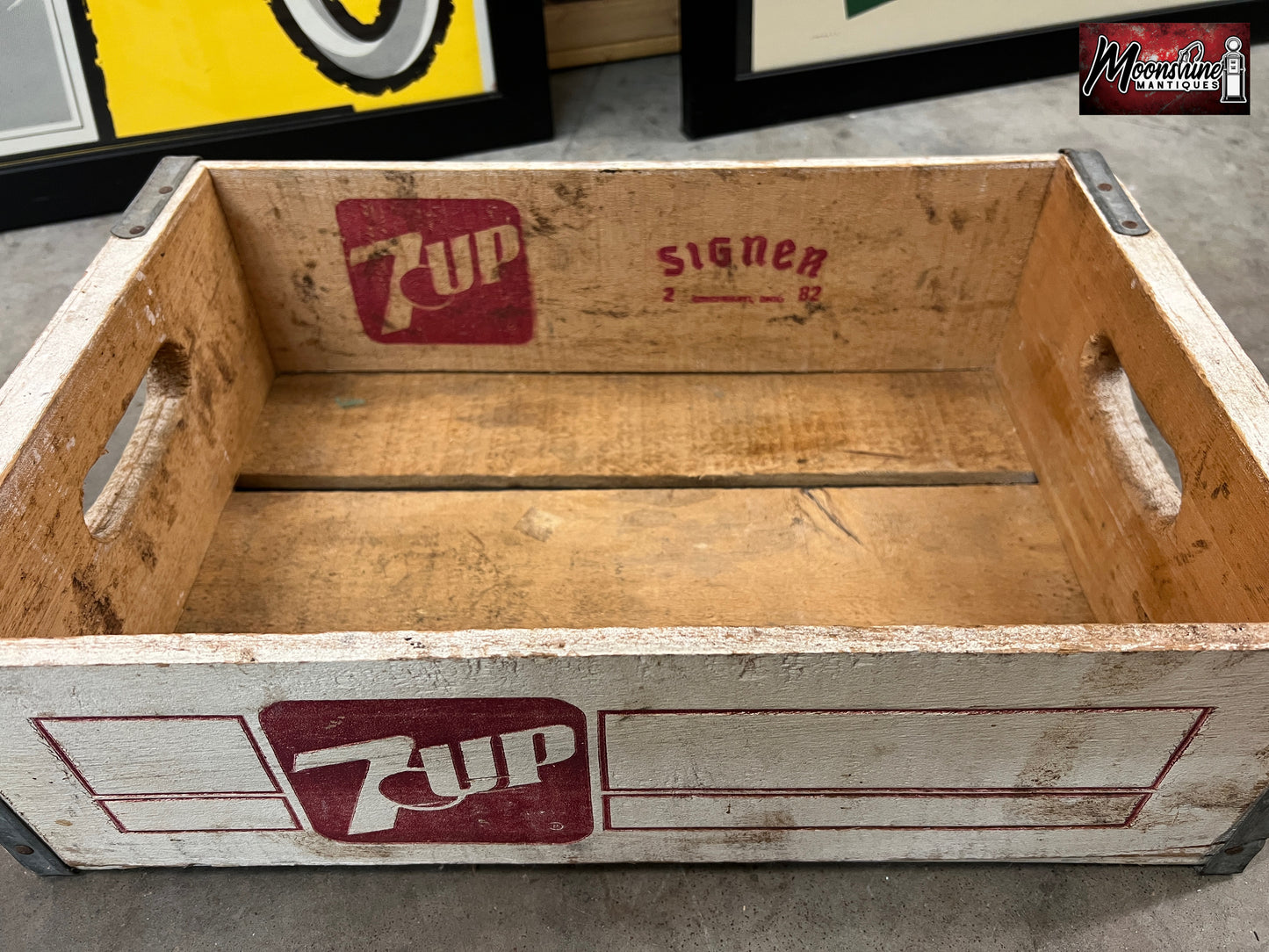 Vtg. 7up Drink Bottle Wooden Crate / Carrier - Free Shipping!
