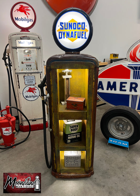 Rustoration 1940’s SUNOCO DYNAFUEL Gilbarco Gas Pump w/ Shelves - Mancave Decor - Free Shipping!