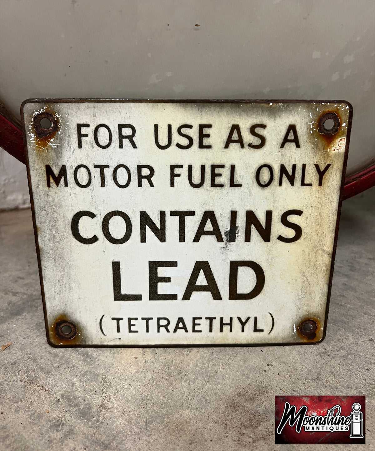 Original 1940's CONTAINS LEAD Porcelain Gas Pump Sign - Free Shipping!