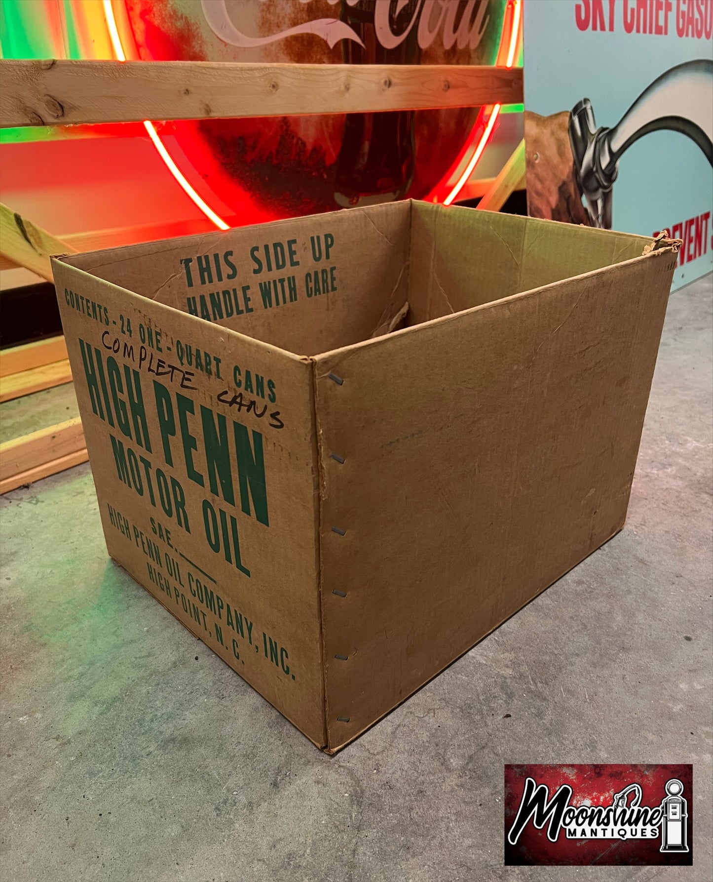 RARE - Vtg. 1960's HIGH PENN Motor Oil Can Case Box - Gas & Oil - Free Shipping!