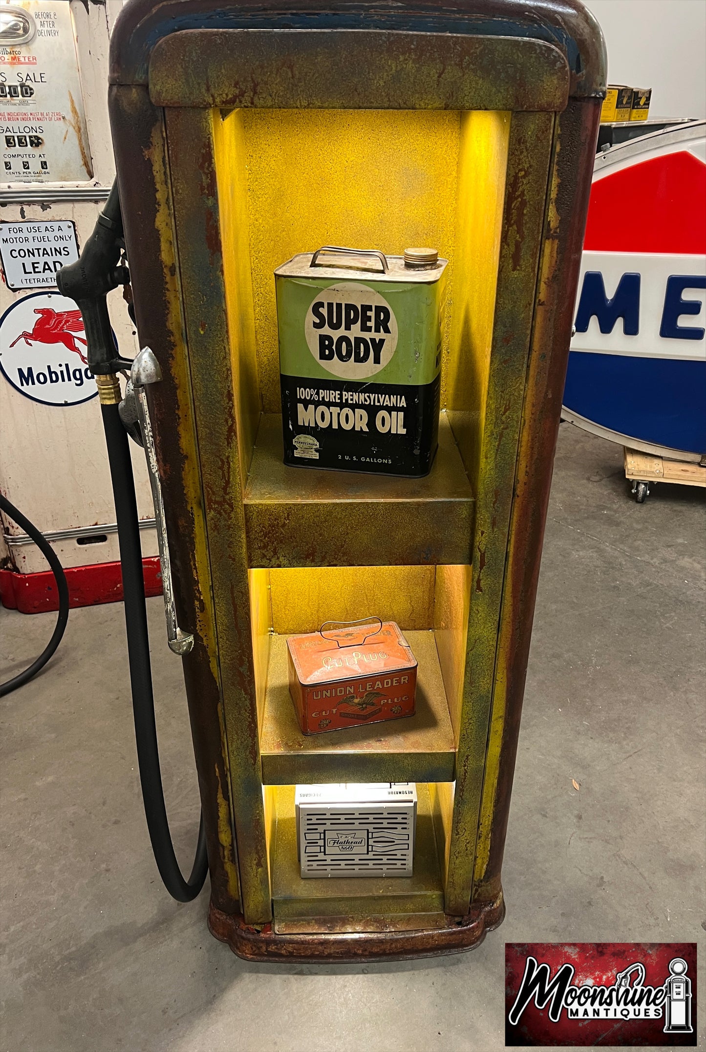 Rustoration 1940’s FORD Gilbarco Gas Pump w/ Shelves - Mancave Decor - Free Shipping!