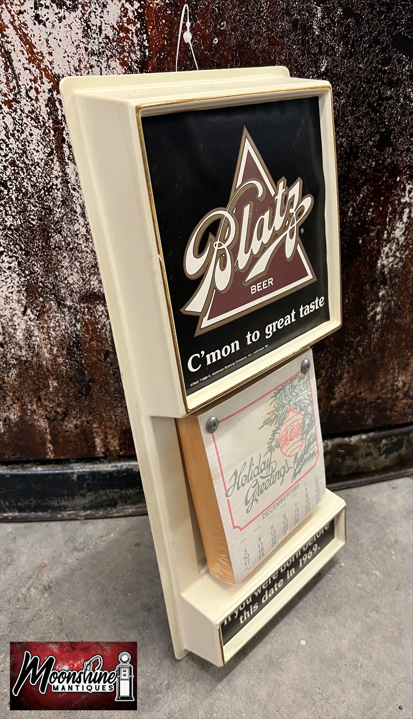 Vtg. 1989 BLATZ BEER Calendar Sign - Free Shipping!