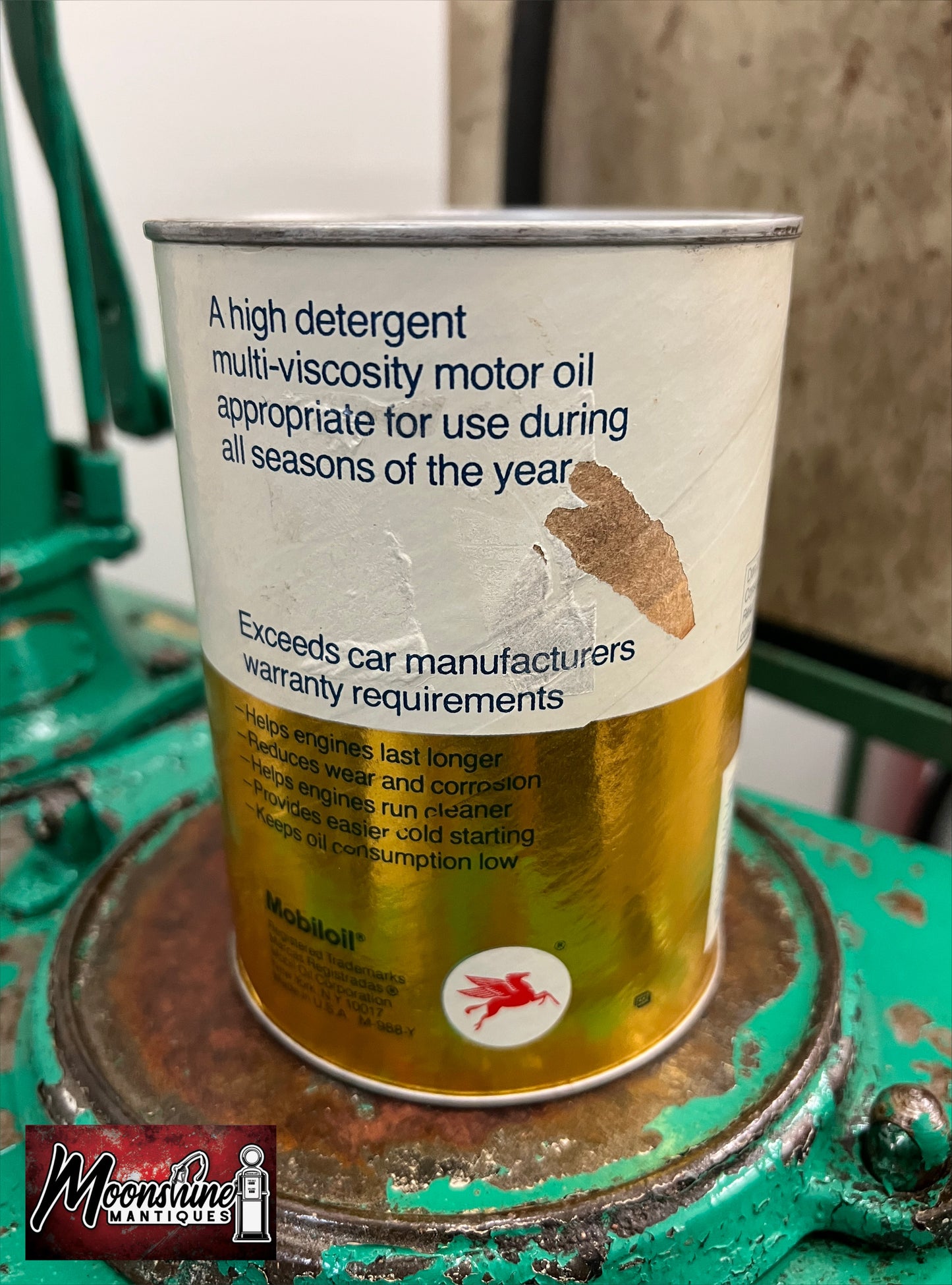 Vtg. 1980's MOBIL SPECIAL Motor Oil Can 1 qt - Free Shipping!