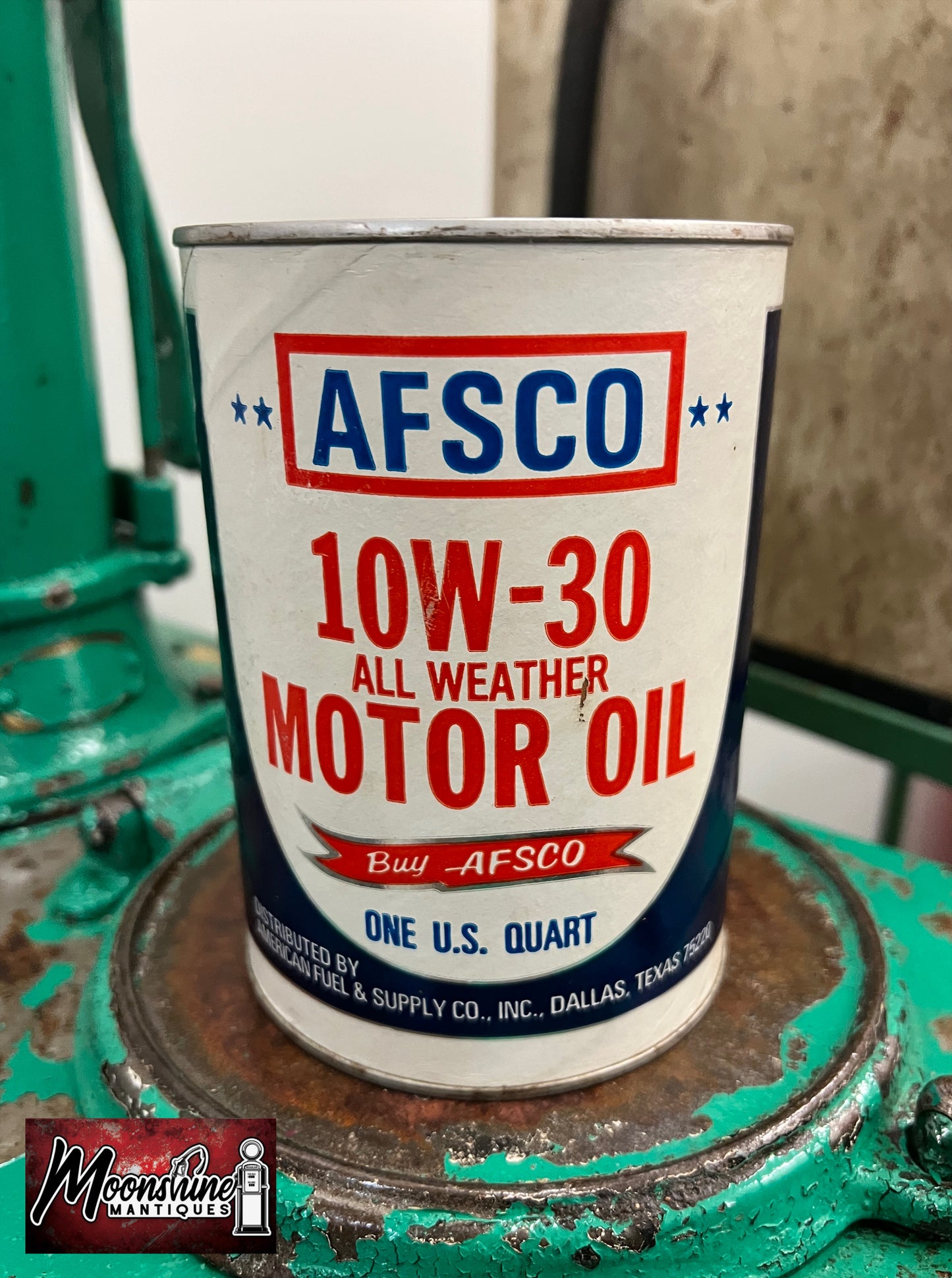 Vtg. AFSCO Motor Oil Can 1 qt - Gas & Oil - Free Shipping!