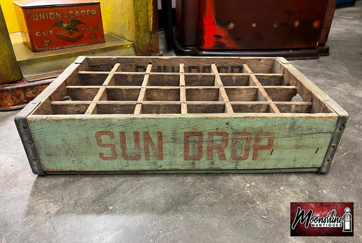 Vtg. 1960's SUN DROP Drink Bottle Wooden Crate / Carrier - Free Shipping!