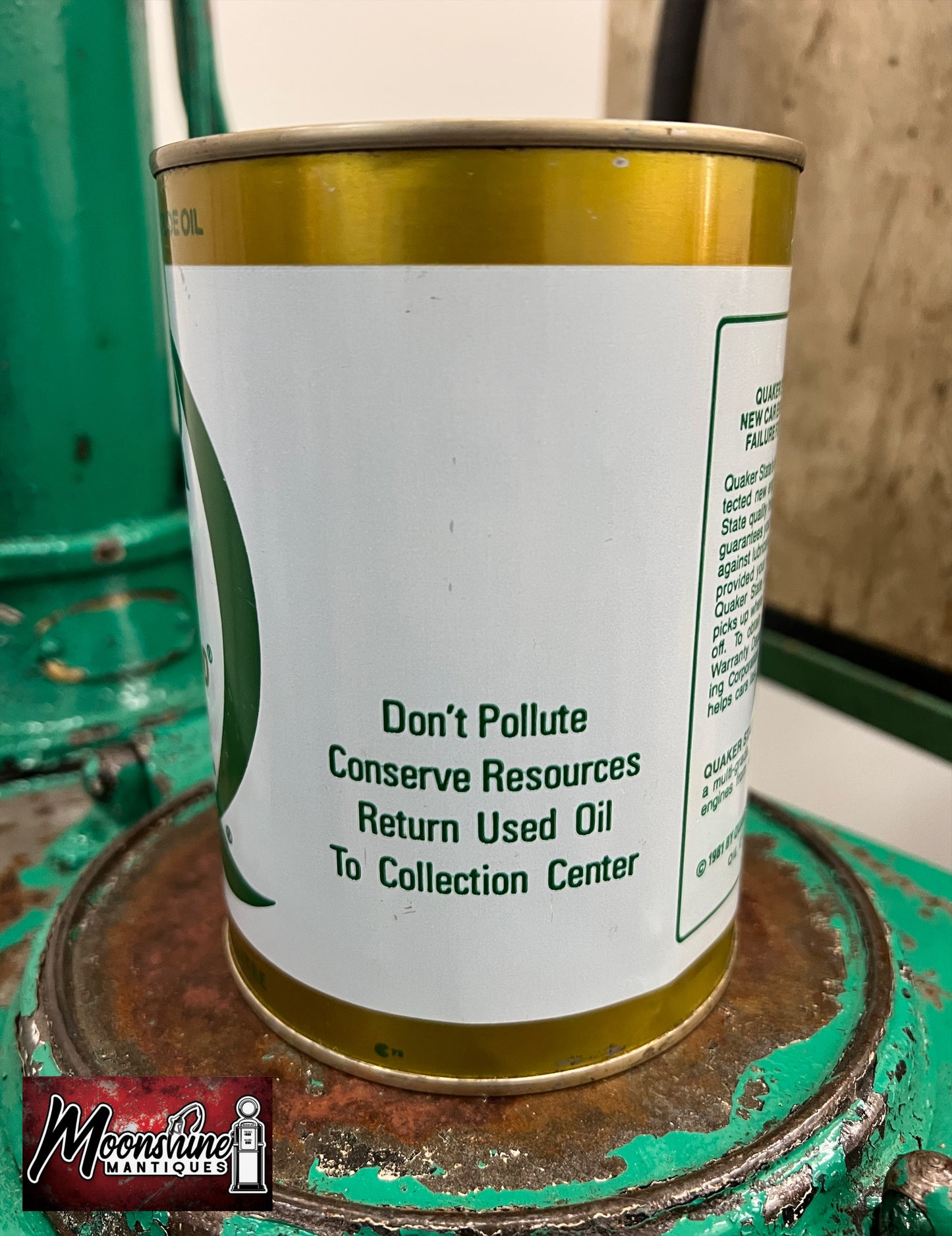 1980’s QUAKER STATE Motor Oil Can 1 qt. - Gas & Oil - Free Shipping!