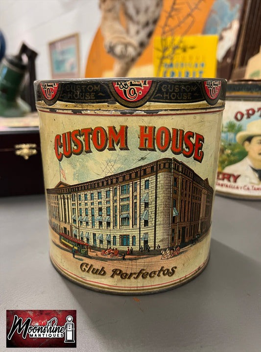 RARE 1920's Custom House Cigar Tin - Free Shipping!